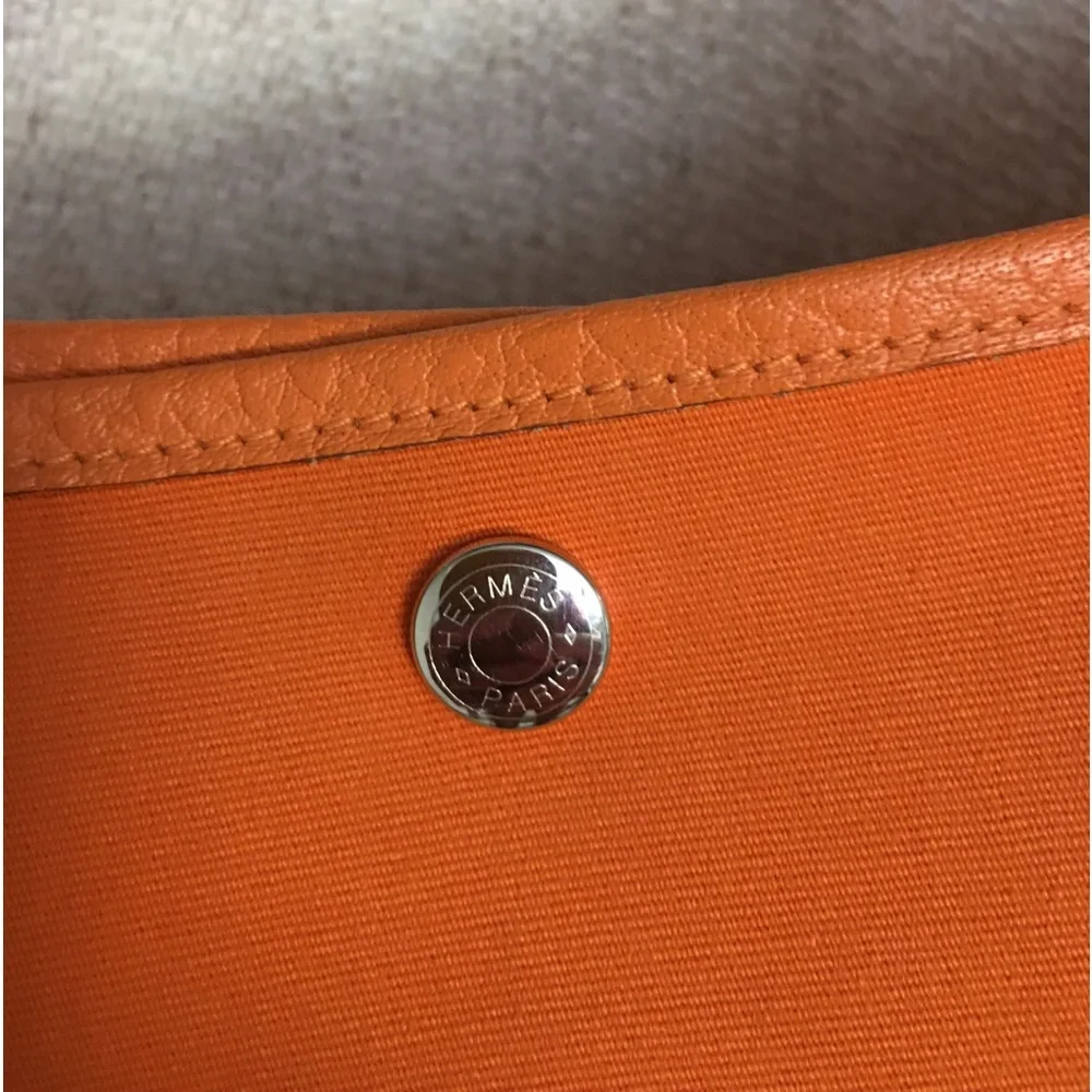 Authentic HERMES Garden Party tote PM orange canvas - Picture 7 of 15